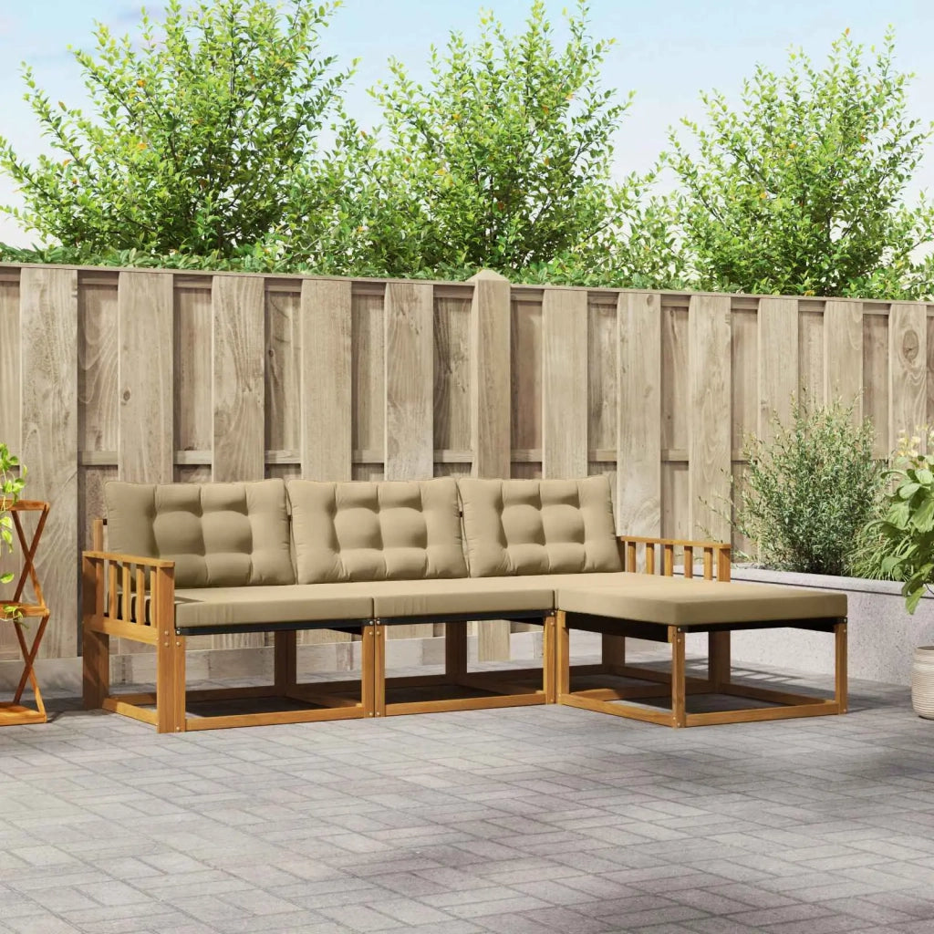 Set di divani da esterno con cuscino 4 pcs Naturale e Beige 3369336