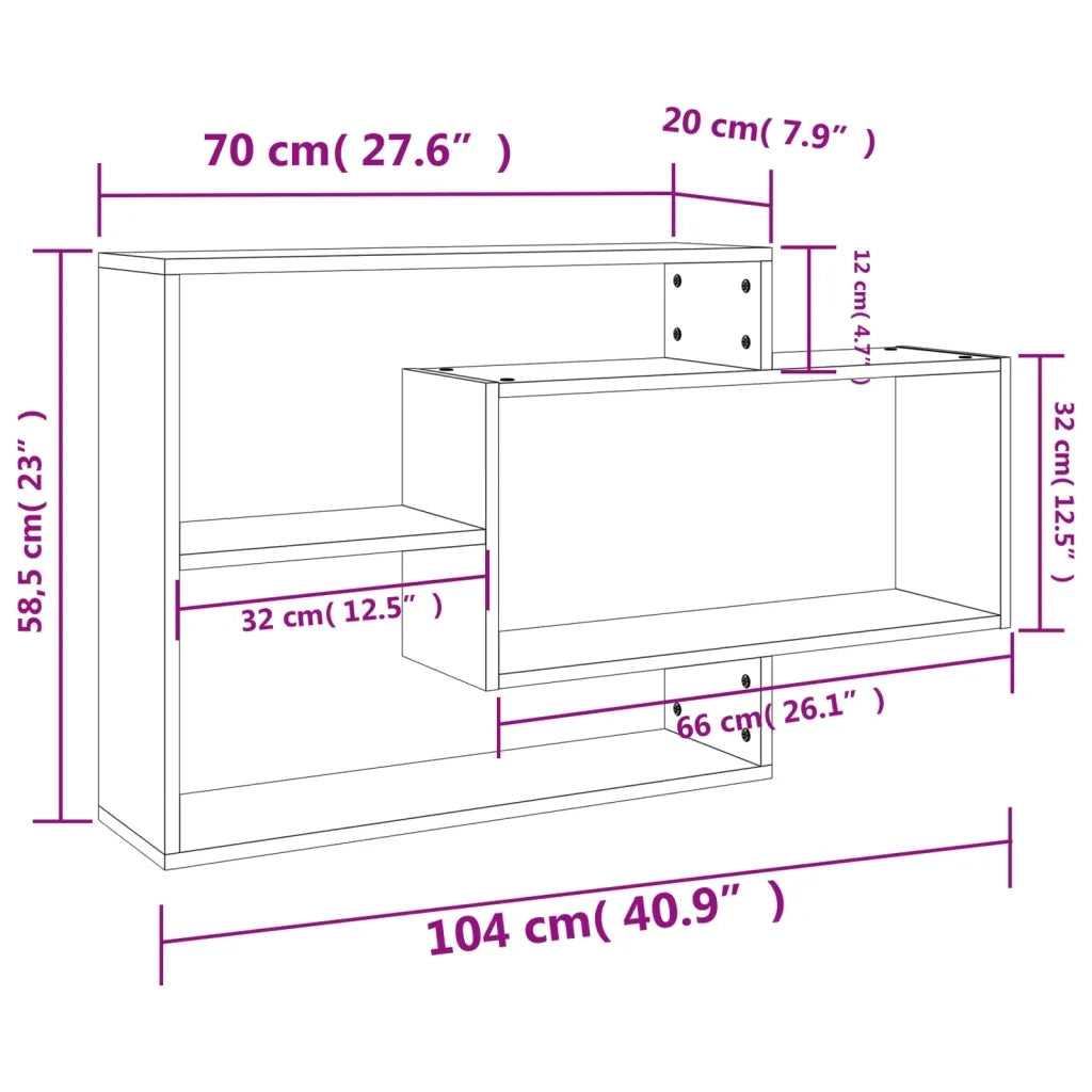 Mensole a Muro Rovere Sonoma 104x20x58,5cm in Legno Multistrato 800327