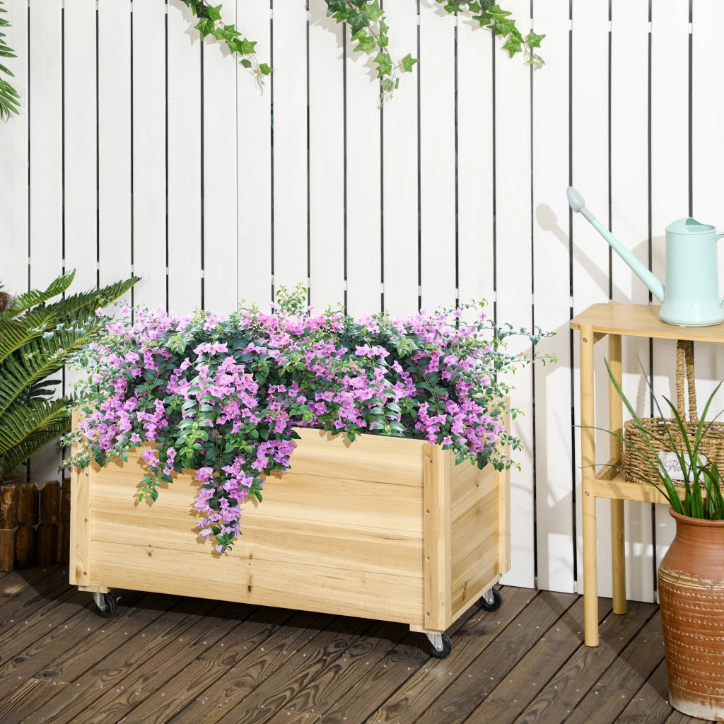 Fioriera da Giardino con Rotelle in Legno ¨C zephmum ¨C 89x48x47 cm