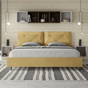 Letto imbottito Matrimoniale 190x190 cm Large - Contenitore,Microfibra,Ocra