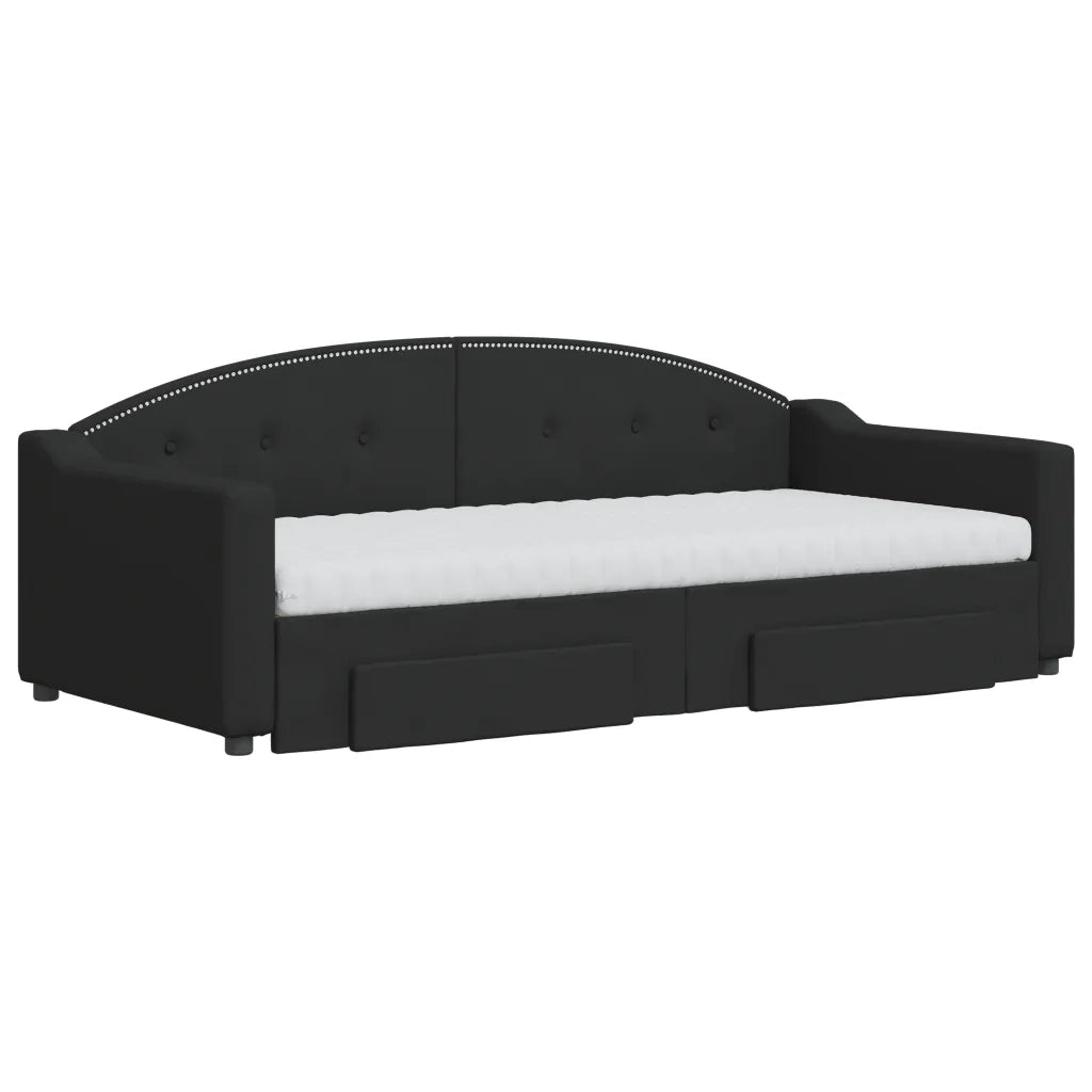Divano Letto Estraibile con Cassetti Nero 90x190 cm in Tessuto 3197596