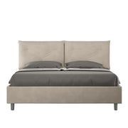 Letto matrimoniale contenitore imbottito 160x210 microfibra sabbia Appia