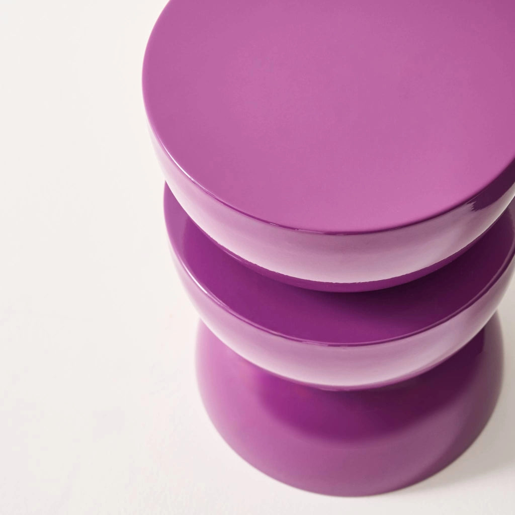 Tavolino in metallo effetto glassy, 46,5cm, viola
