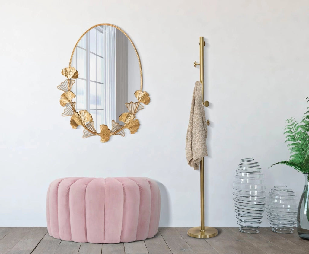 Specchio Little Leaf 61,5x3x78 cm in Ferro e MDF Oro
