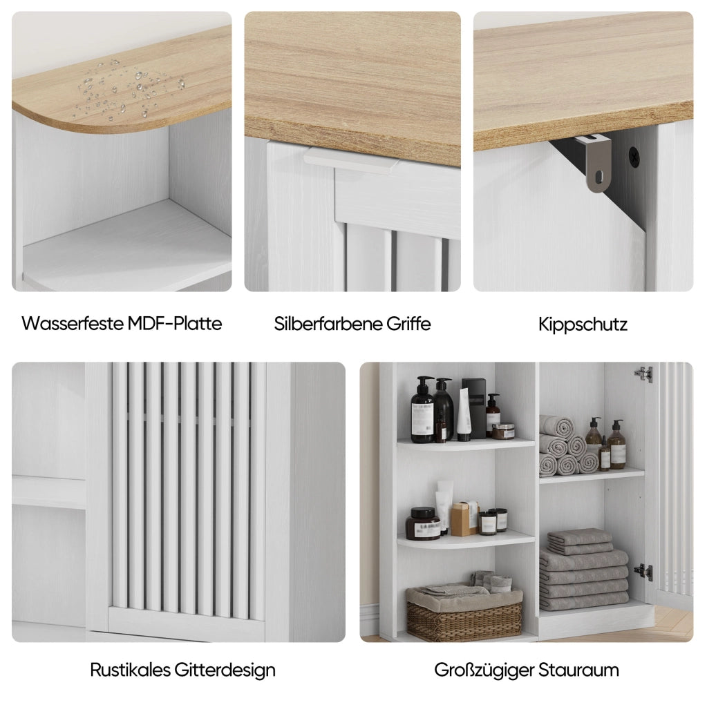 Mobile contenitore bianco e rovere con ripiani regolabili