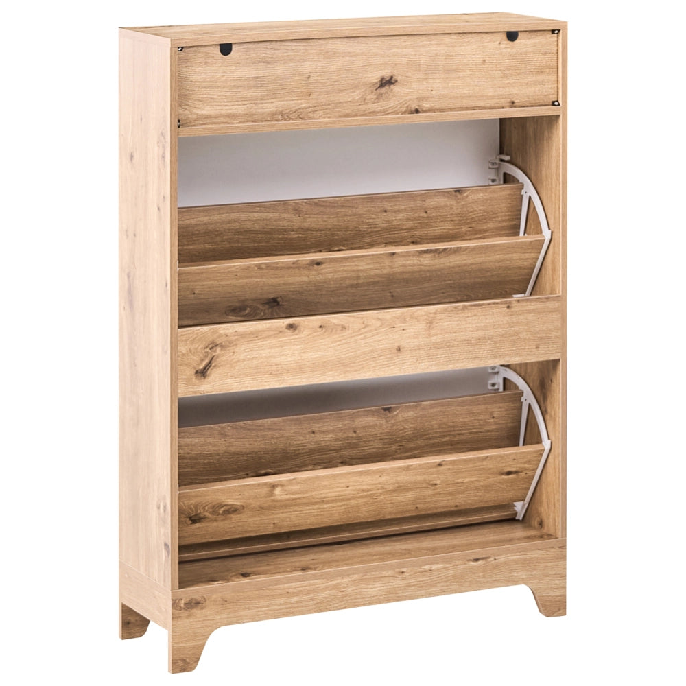 Armadio porta scarpe a 2 scomparti in legno MDF con finitura melaminica design moderno bianco e marrone chiaro