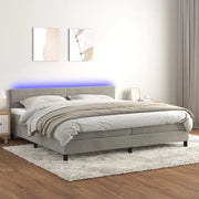 Letto a Molle con Materasso e LED Grigio Chiaro 200x200 cm Velluto 3134483
