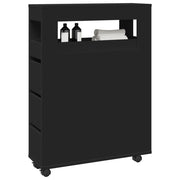 vidaXL Mobile da Bagno Stretto con Ruote Nero in Truciolato