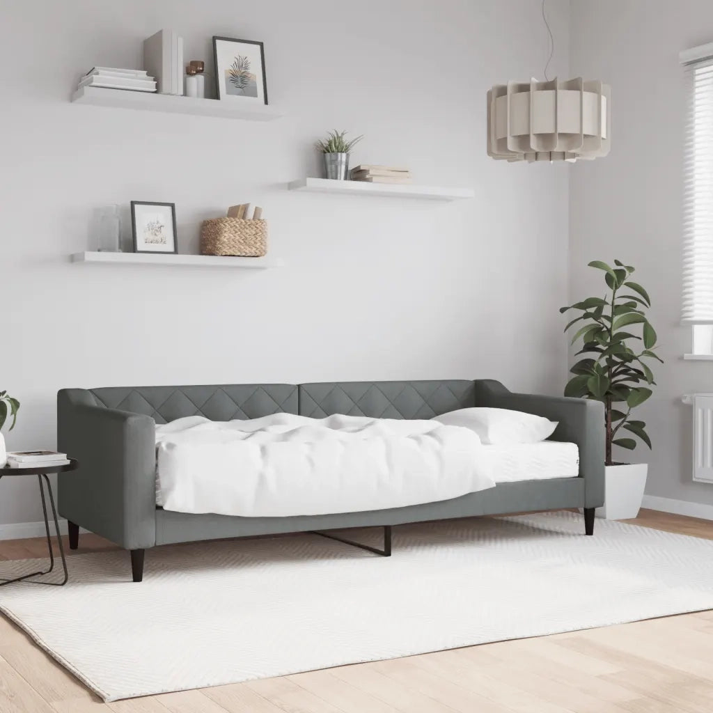 Divano Letto con Materasso Grigio Scuro 80x200 cm in Tessuto 3197404