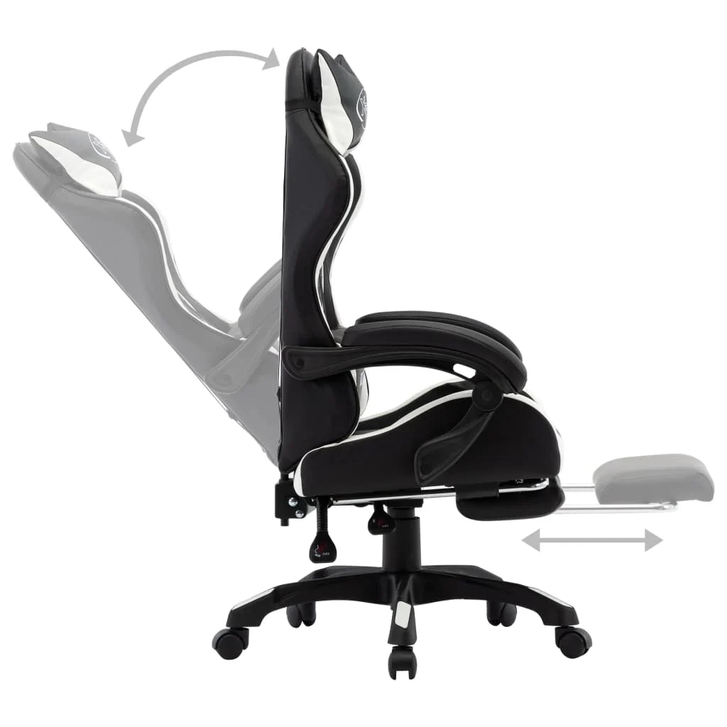 Sedia/seduta girevole da ufficio per uso computer studio videogiochi e con poggiapiedi similpelle bianca 02_0024222