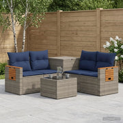 Set di divani 6 pz Grigio e Blu Navy Rattan sintetico e Acciaio 3447665
