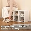 Panca Scarpiera per Ingresso, Panca Contenitore con 8 Scomparti Aperti, Scaffale Portascarpe Capacità di Carico di 230 kg, per Ingresso, Corridoio, Soggiorno, 102x30x41 cm (Bianco)