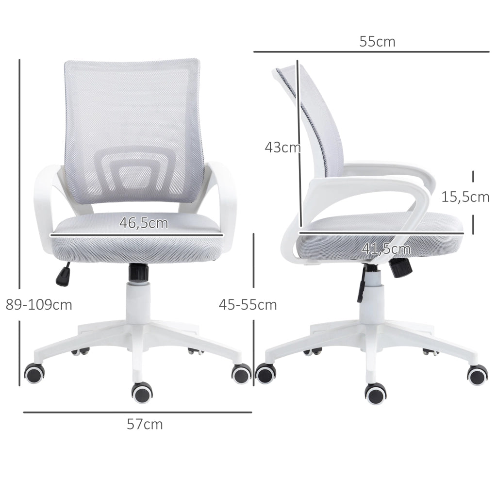 Sedia da ufficio girevole con rete ¨C zephmum ¨C grigio, altezza regolabile