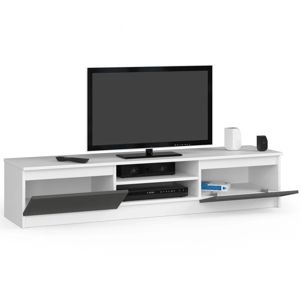 Mobile TV AKORD Bianco 160 cm 2 ante inserto frontale Grigio Grafite 160x40x33 cm