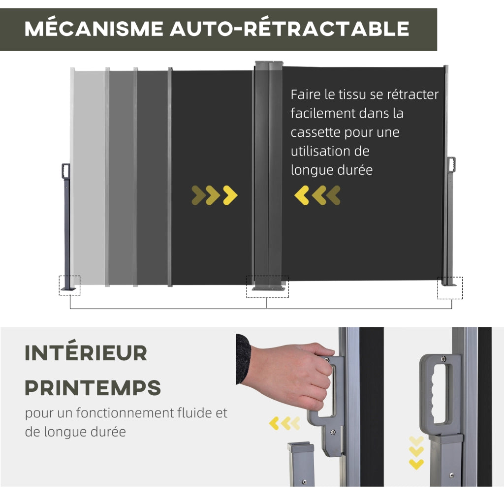 Paravento Rettangolare Retrattile ¨C zephmum ¨C Grigio Nero 6x1.8m Polyester