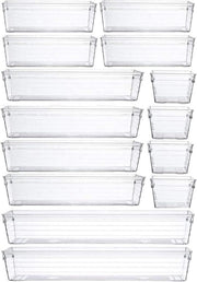 Organizzatore per cucina - 14 pezzi - contenitori di archiviazione - organizzatore per camera da letto ufficio - scrivania - versatile - plastico trasparente
