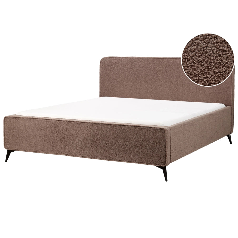 Letto matrimoniale in bouclé con struttura a doghe 180 x 200 cm stile classico camera da letto
