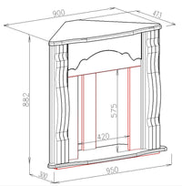 Camino Elettrico da Pavimento ad Angolo 88,2x95x47,3 cm Effetto Fiamma 2000W Clasic & Galileo gold Noce