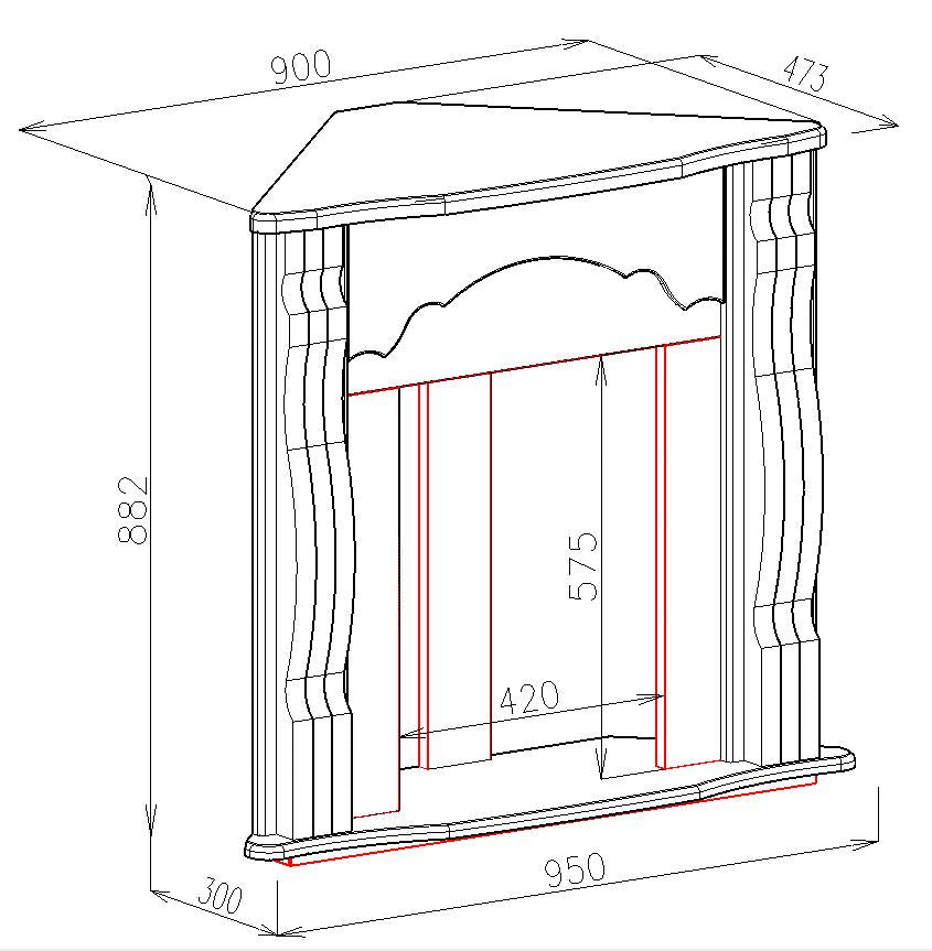Camino Elettrico da Pavimento ad Angolo 88,2x95x47,3 cm Effetto Fiamma 2000W Clasic & Galileo gold Noce