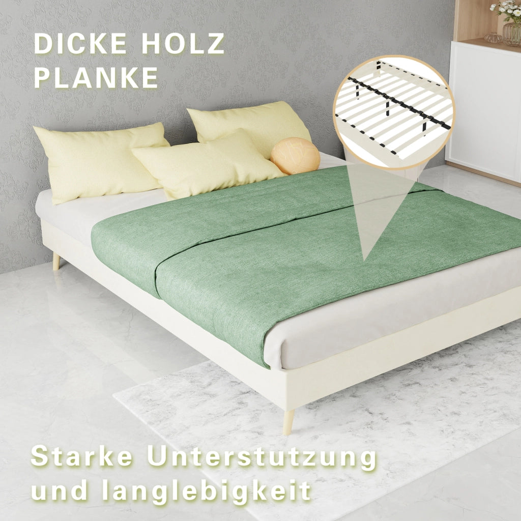 Letto matrimoniale 140 x 200 cm in velluto olandese beige