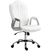 Sedia da Scrivania Girevole con Altezza Regolabile Braccioli Schienale Curvo Funzione di Basculante Bianco