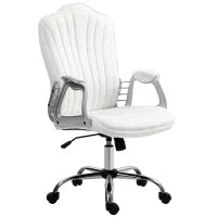 Sedia da Scrivania Girevole con Altezza Regolabile Braccioli Schienale Curvo Funzione di Basculante Bianco