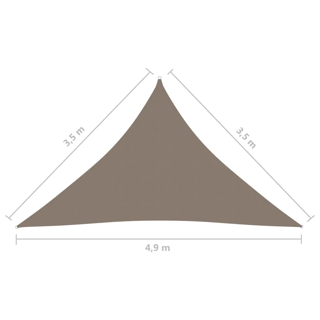Vela ombreggiante triangolare in tessuto Oxford 3,5 x 3,5 x 4,9 m tortora 02_0009811