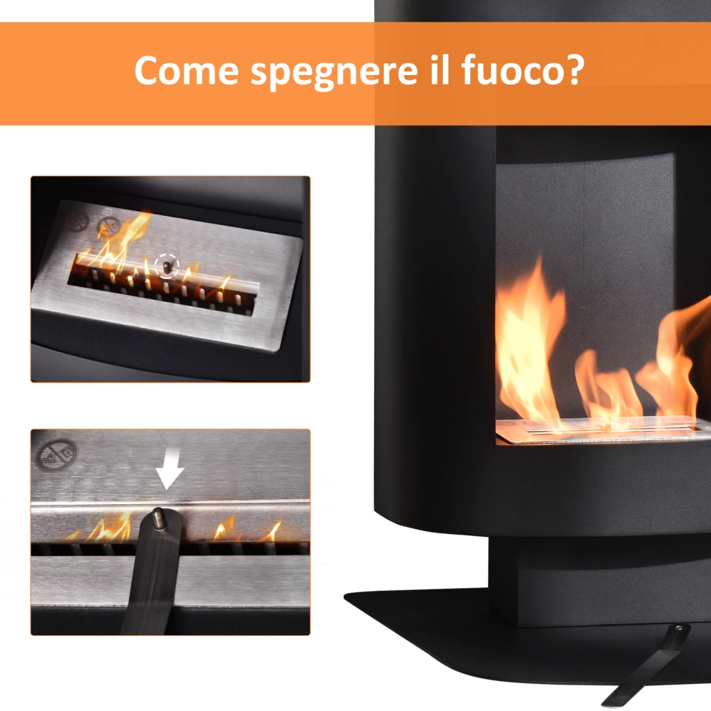 Camino a Bioetanolo ¨C zephmum ¨C Nero, Serbatoio 0.9L, 46.5x53x65cm