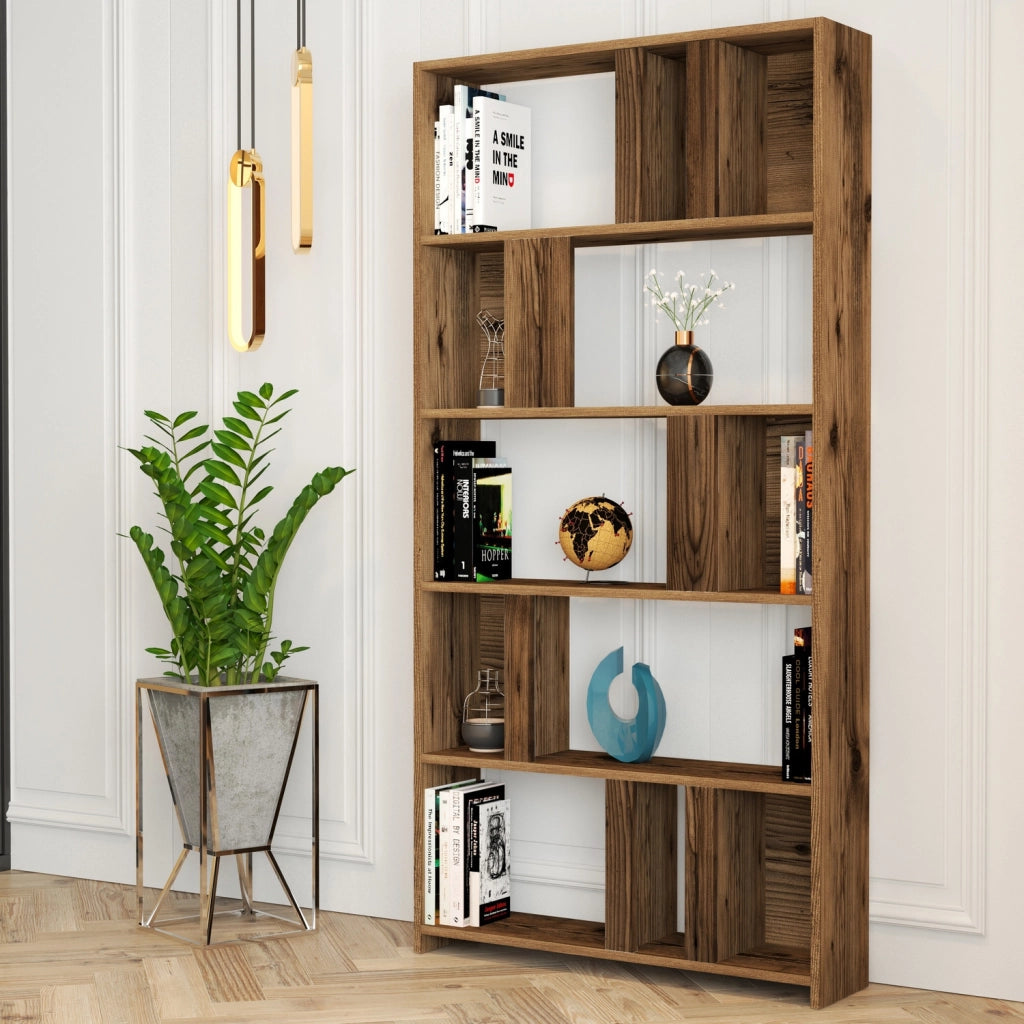 Libreria in legno "Lima" - 90 x 20 x 180 cm - Noce