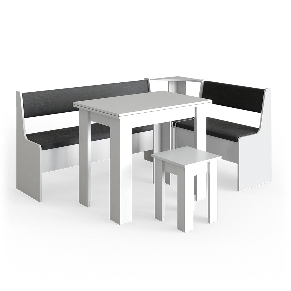 Vicco Gruppo panca ad angolo Bianco 180 x 41.5 cm con tavolo
