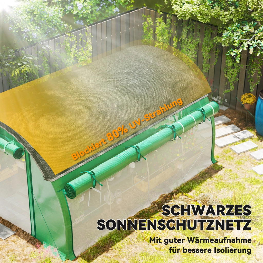 SERRA TUNNEL 4 x 3 x 2 m in plastica verde con rete ombreggiante