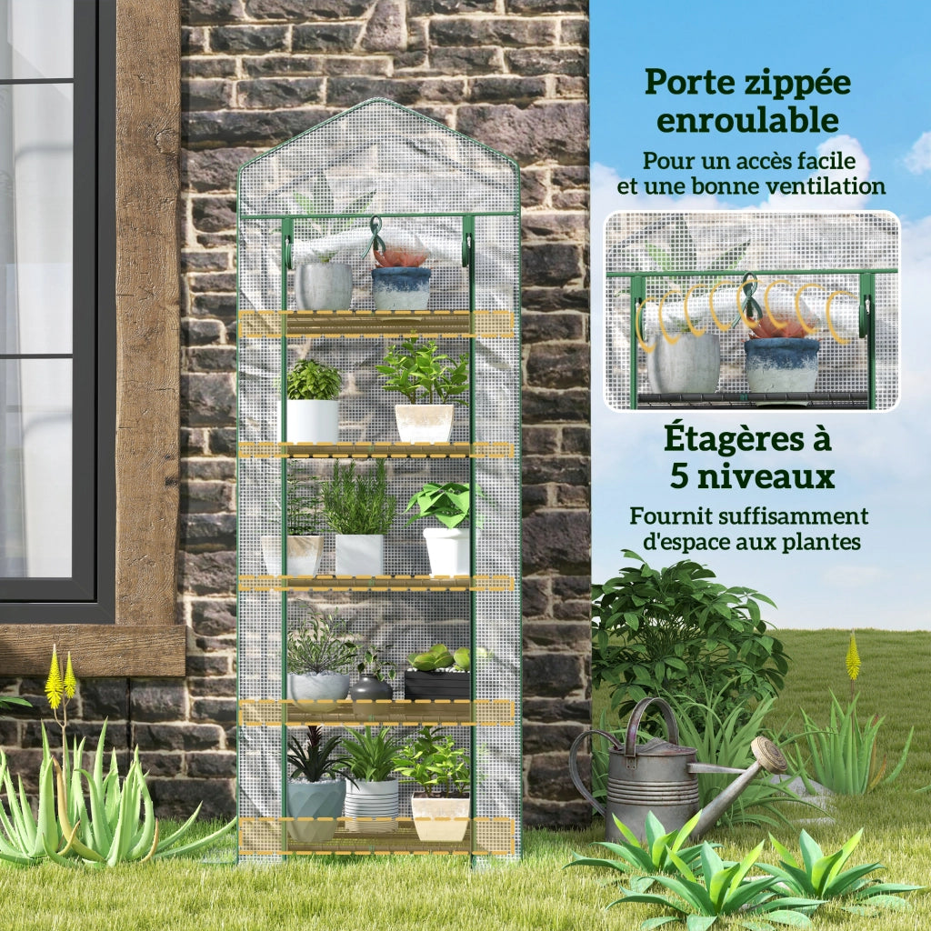 Serra da giardino e balcone scaffale 5 livelli ¨C zephmum ¨C bianco acciaio 69x49x193 cm
