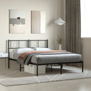 Giroletto con Testiera-Struttura Letto con testiera in Metallo Nero 140x200 cm 826377