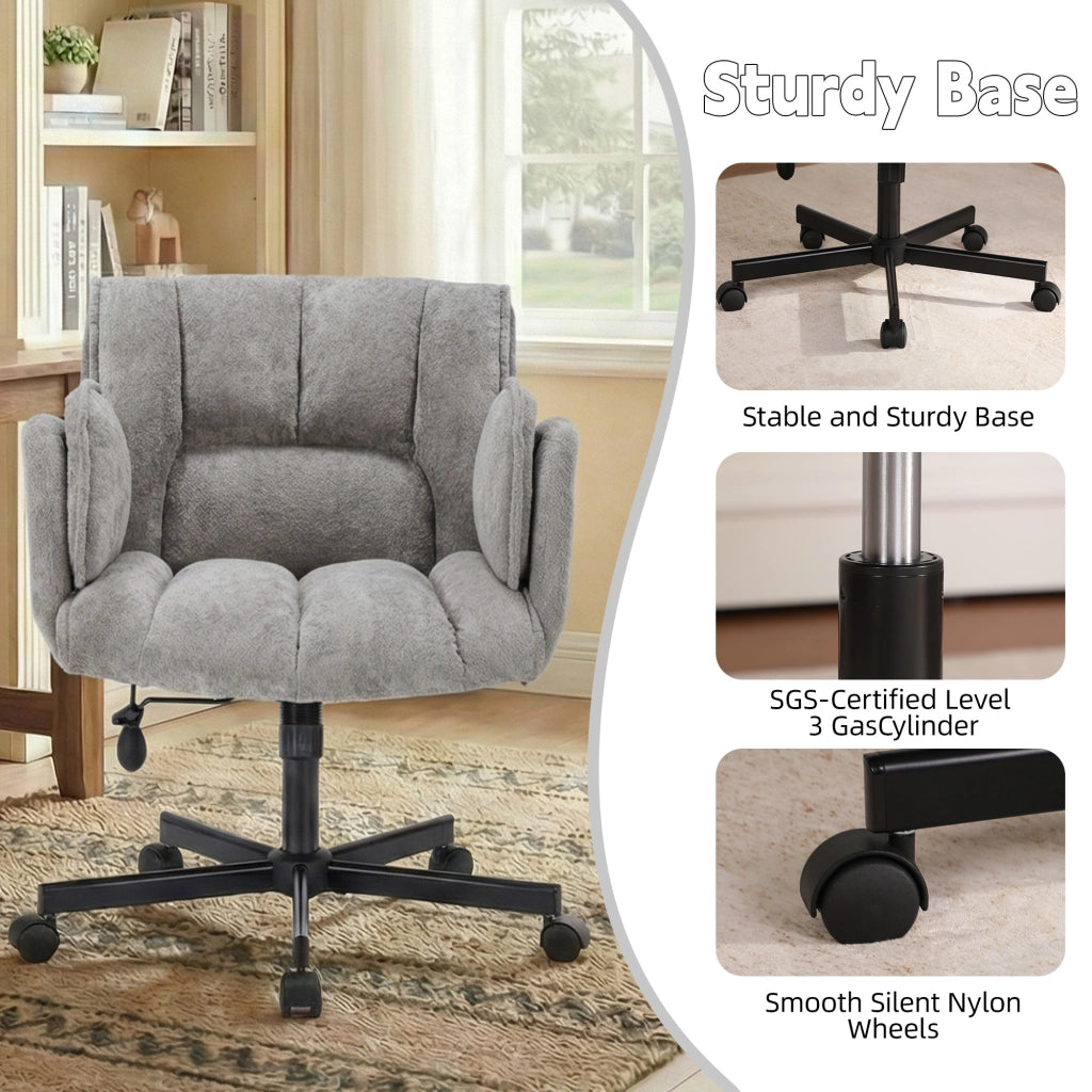 Sedia da ufficio con rotelle e braccioli pieghevoli ¨C zephmum ¨C grigio