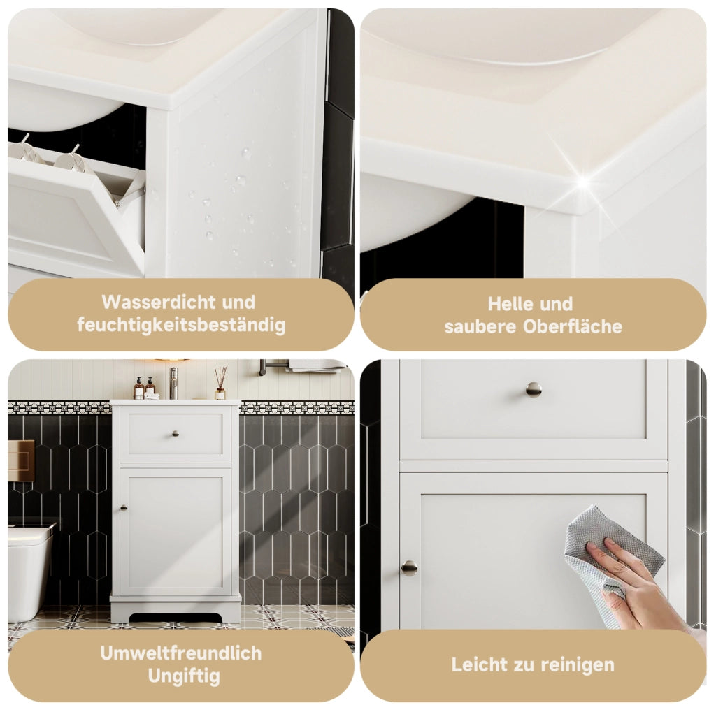 Mobile bagno 51x46x87 cm in MDF laccato con lavabo integrato e ripiani