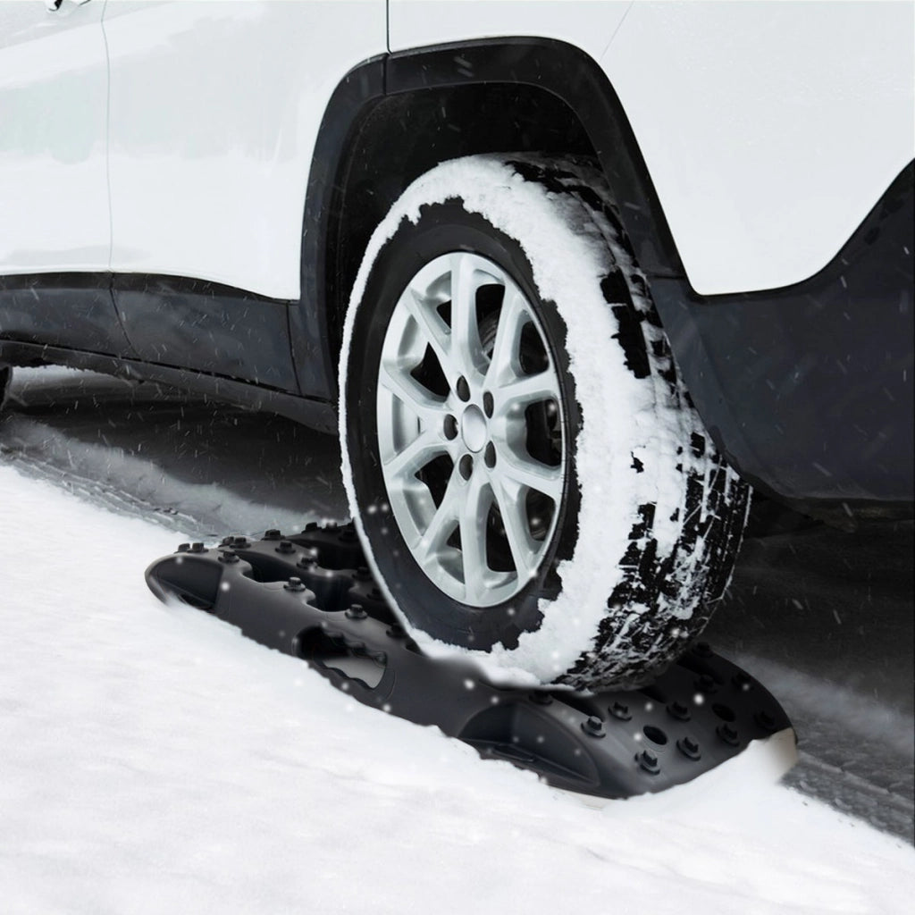 2 Tavole di recupero per fuoristrada, Piastre di trazione per liberare veicoli da neve sabbia 58x31x6cm Nero-Accessori per veicoli