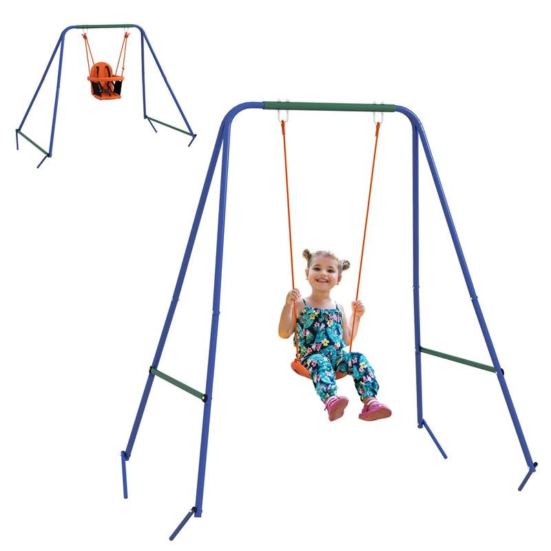 ALTALENA DA GIARDINO 2 IN 1 PER NEONATI E BAMBINI DA 6 MESI A 8 ANNI ARANCIONE E BLU