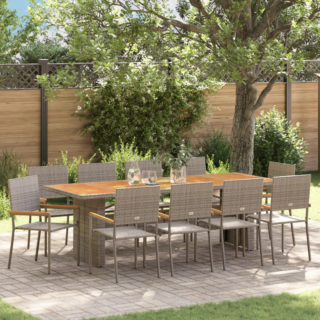 Set da Pranzo da Giardino 11 Pezzi Grigio in Polyrattan