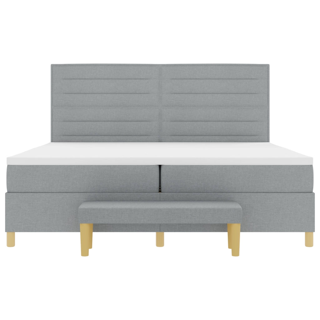 Letto a Molle  con Materasso e Panchina Grigio Chiaro 200x200 cm Tessuto
