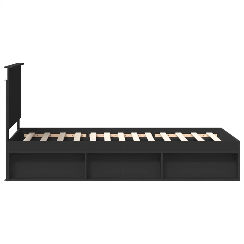 Struttura del letto-Giroletto Nero 100 x 200 cm Pino massello 739858