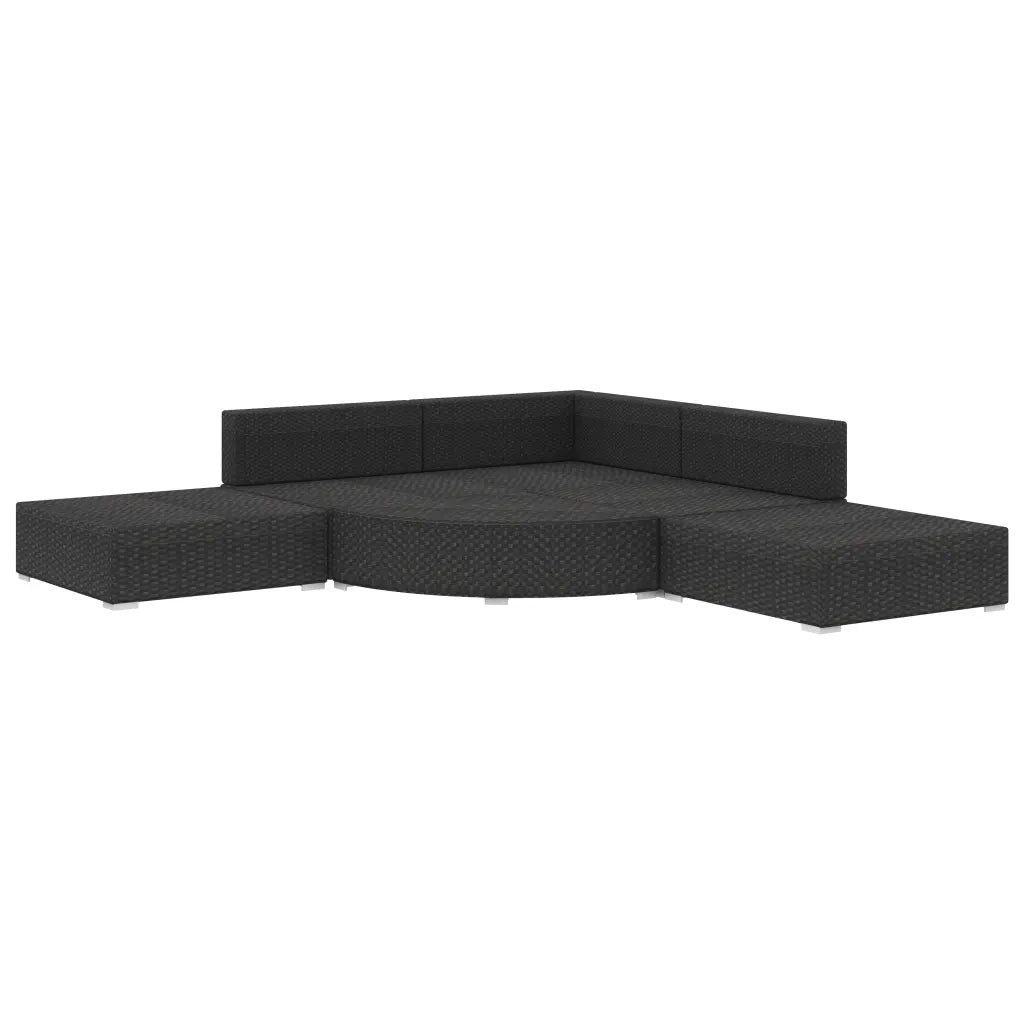 Set Divani da Giardino 6 pz con Cuscini in Polyrattan Nero 46752