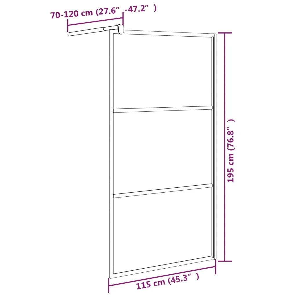 Parete Doccia Walk in 115x195 cm Vetro ESG e Design Pietre Nero 151883