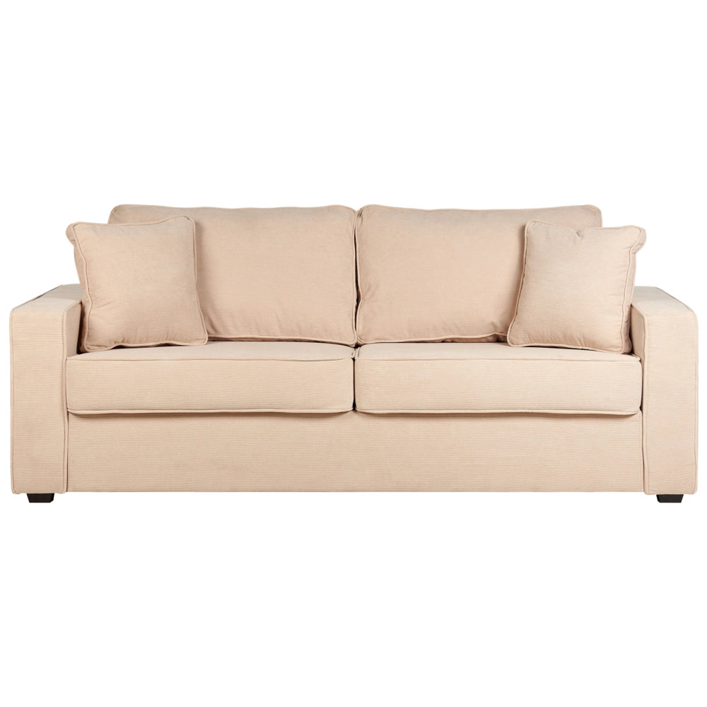 Divano in Velluto beige a 3 Posti con Cuscini decorativi con braccioli colore beige per divano a 3 posti stile moderno salotto