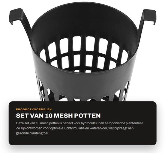 Set di semi-contenitori per piante in hydrocultura, 10 pezzi, con mesh e materiali ecocompatibili, diametro 70x80 mm, peso 91g.
