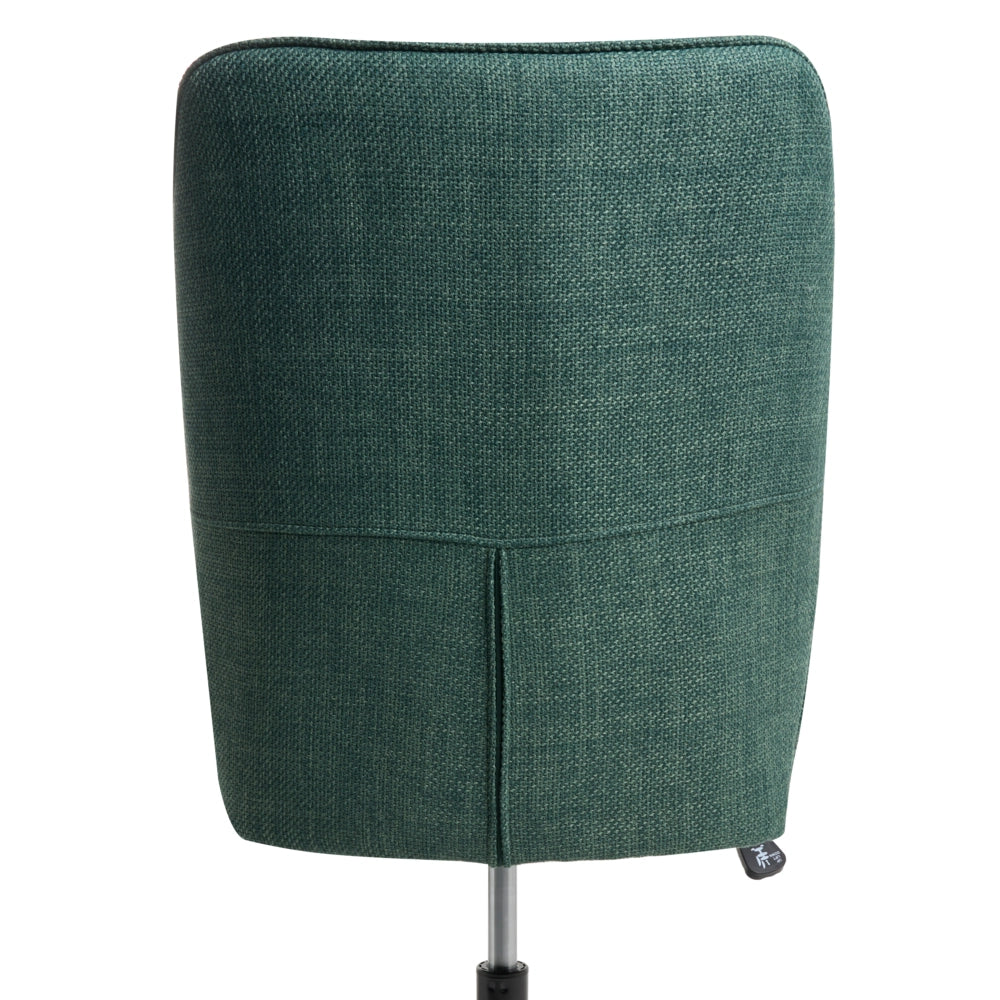 Sedia da ufficio verde scuro con rivestimento in finto lino, girevole, poltroncina da salotto, con regolazione dell'altezza del sedile