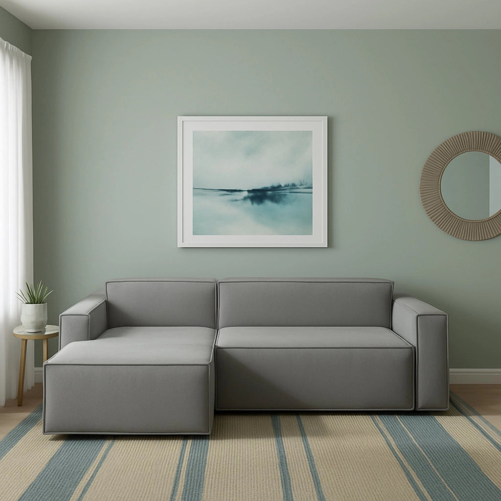 Divano fisso Assurte, Divano componibile a 2 posti large con penisola sinistra, Made in Italy, SofÒ  moderno in tessuto, Cm 240x170h70, Grigio