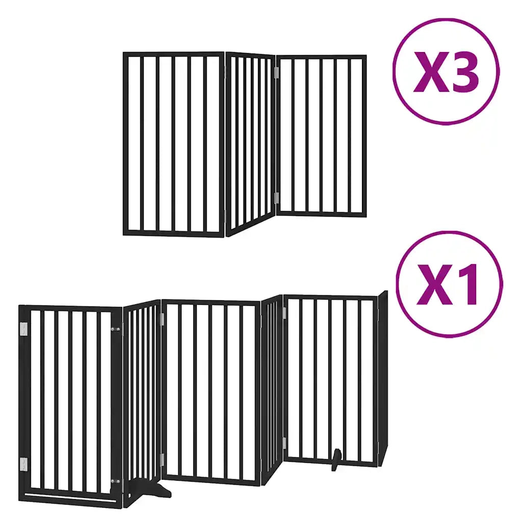 vidaXL Cancello Cani Porta Pieghevole Nero 15 Pannelli 750 cm Pioppo