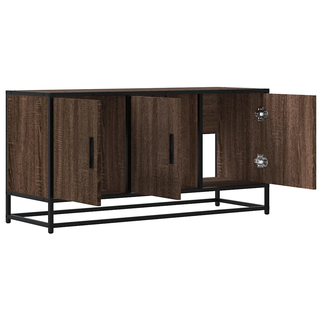 Mobile TV-Credenza per TV-Console TV Rovere Marrone 100x35x50 cm Legno Multistrato Metallo