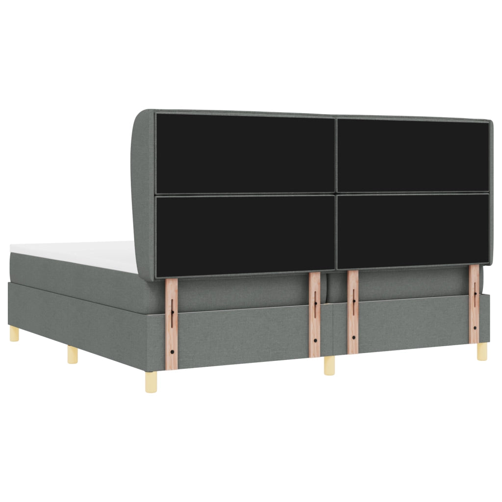 Letto Box Spring  con Materasso Grigio Scuro 200x200 cm Tessuto