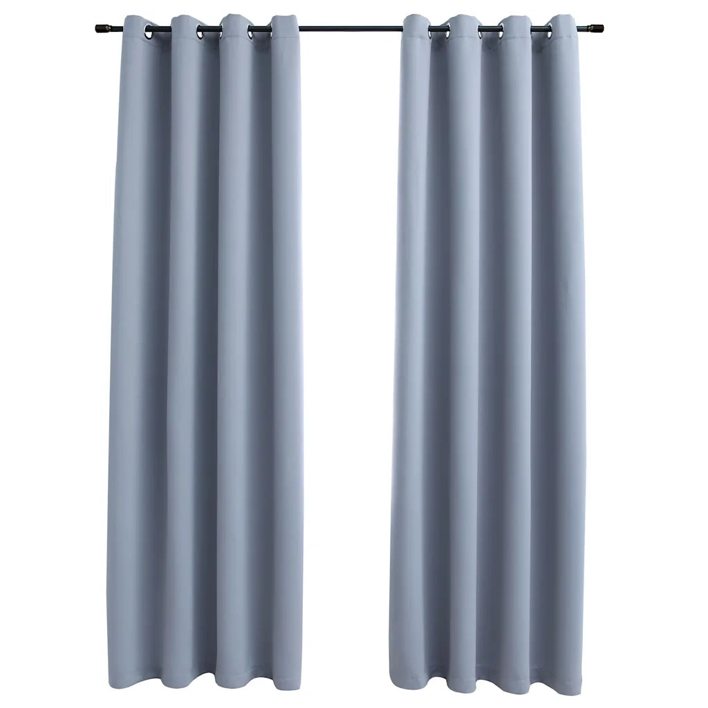 Tende Oscuranti con Anelli in Metallo 2 pz Grigie 140x245 cmcod mxl 81660
